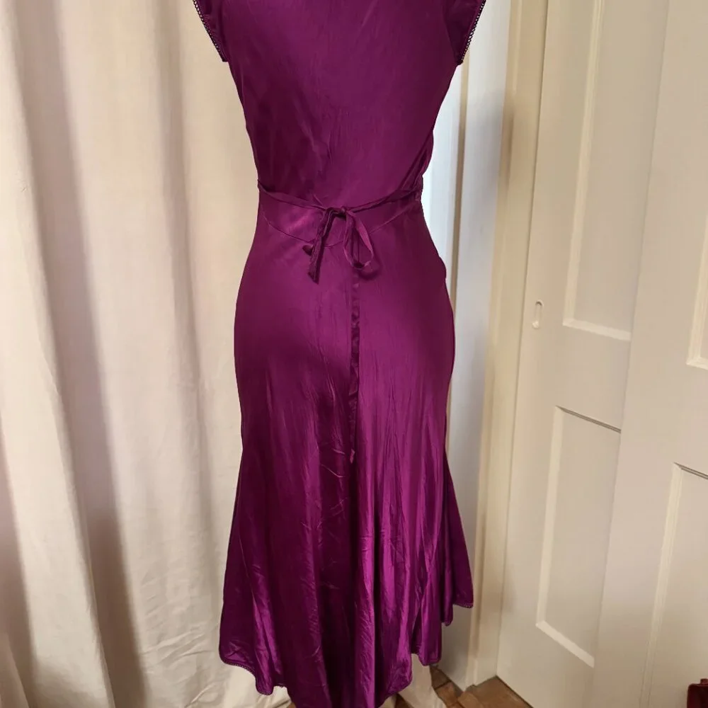 Vintage Betsey Johnson 90s/Y2K Fuschia silk bias cut milkmaid dress - Picture 2 of 4